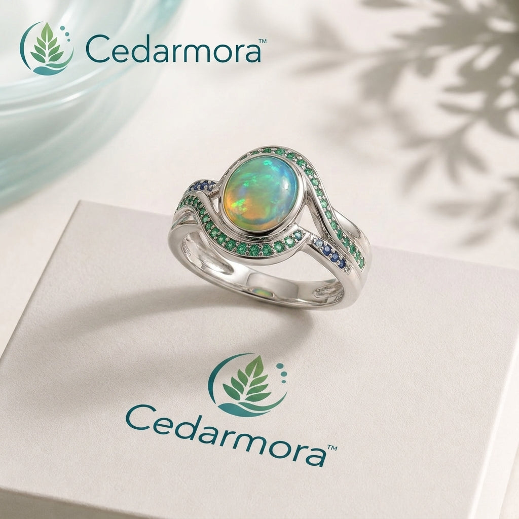Cedarmora™ Ocean Glow Opal Harmony Ring
